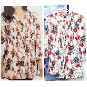 Hilary Radley Floral Pleated Tunic Top